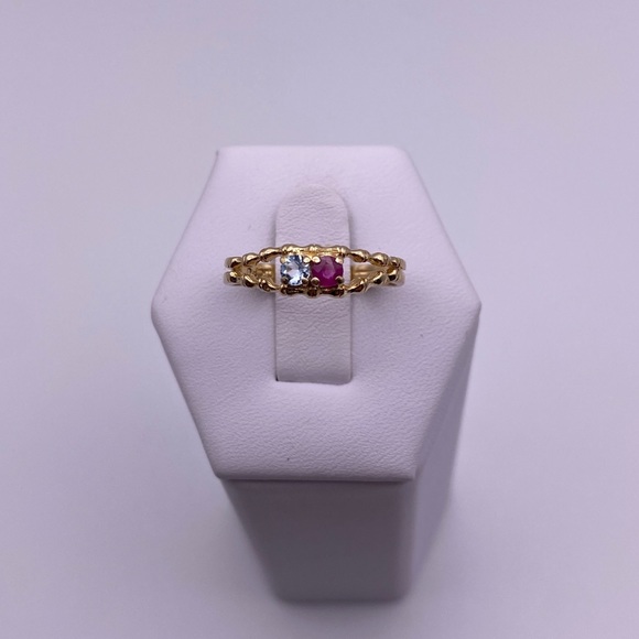 10k yellow gold Ruby and sapphire ring - Picture 1 of 11